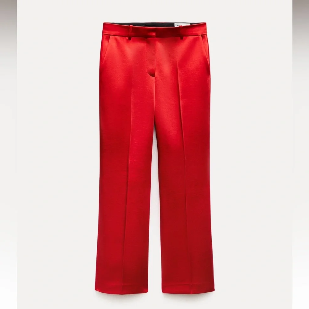 New ZARA Satin Straight Cut Pants ZW Collection
